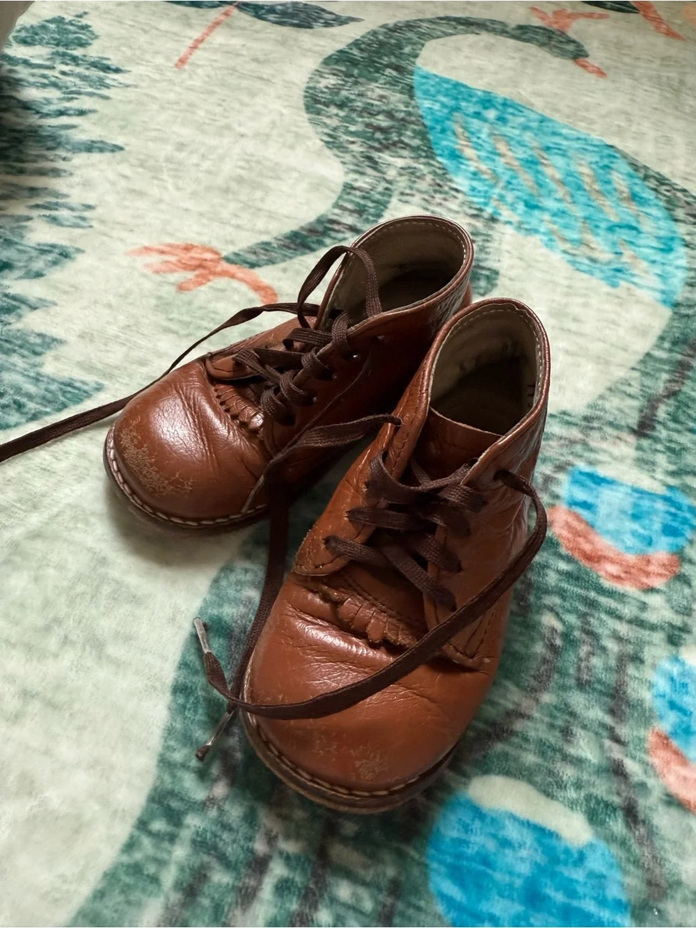 Kids Brown Leather Lace-Up Boots